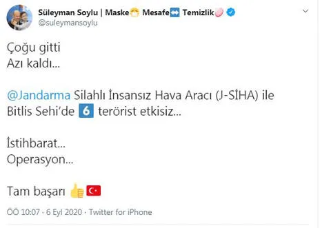 Bitlis’te 6 terörist SİHA’lar tarafından etkisiz hale getirildi