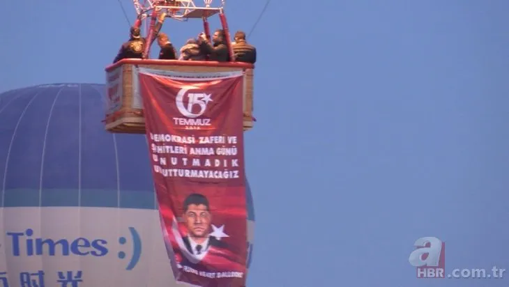 Kapadokya’da Türk bayrakları ve Ömer Halisdemir posteriyle havalandılar