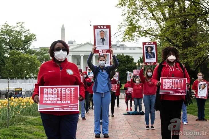 ABD’li hemşirelerden Beyaz Saray önünde koronavirüs protestosu