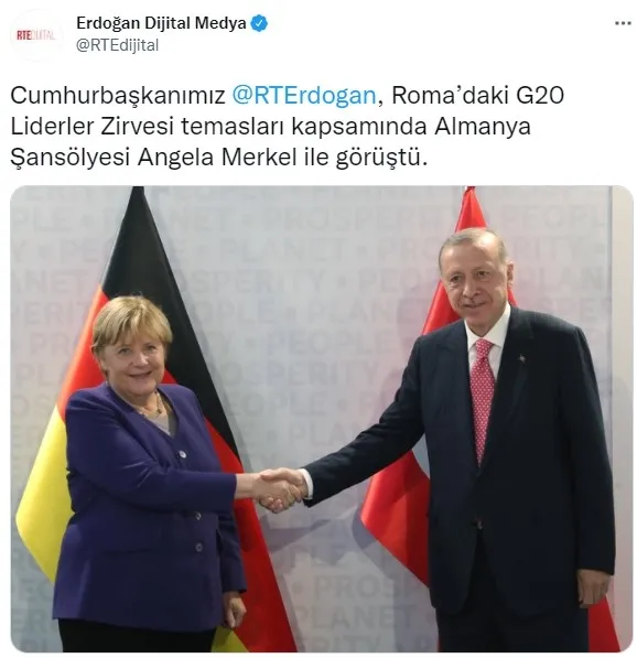 Son dakika: Başkan Erdoğan G20 Liderler Zirvesi’nde Angela Merkel ile görüştü