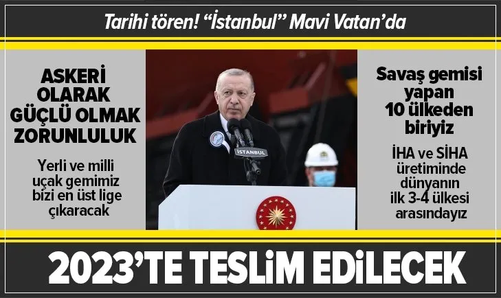 Son dakika: İlk milli Fırkateyn İstanbul 'Mavi Vatan'da! Başkan Erdoğan'dan önemli açıklamalar