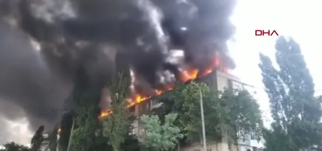Ukrayna’da şaşkına çeviren olay! Eşiyle tartışan kişi binayı ateşe verdi | Video