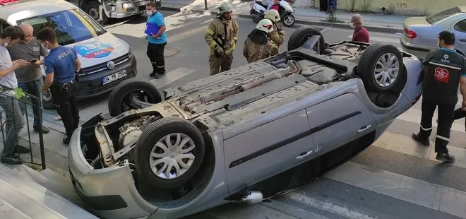 İstanbul’da akılalmaz kaza! Sürücüsüz otomobil takla attı