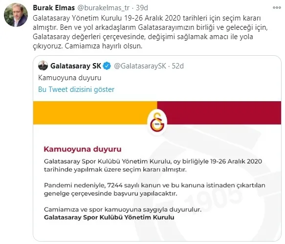 Son dakika: Galatasaray’da seçim kararı! Tarih açıklandı