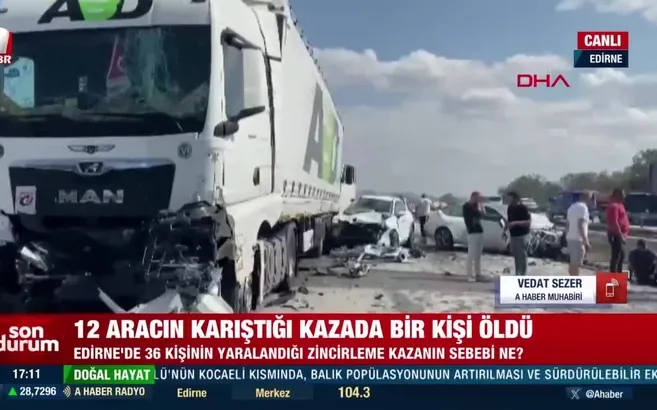 Edirne’de feci kaza! 12 araç karıştı: 1 ölü