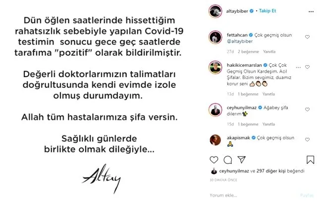 Şarkıcı Altay'ın koronavirüs testi pozitif çıktı - 1