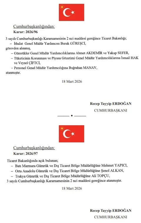 Başkan Erdoğan imzaladı! Atama kararları Resmi Gazete'de - 5