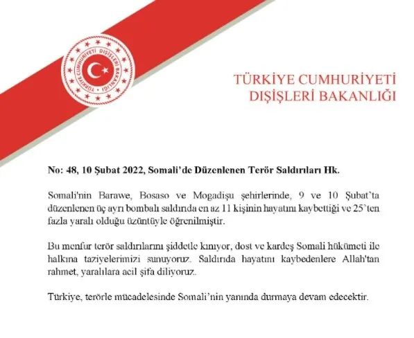 Son dakika | Dışişleri Bakanlığı: Somali'deki terör saldırılarını kınıyoruz - 1