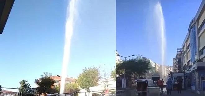 Maltepe’de İSKİ su borusu patlattı! Su metrelerce havaya yükseldi