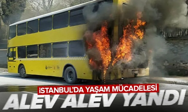 İstanbul’da İETT otobüsü yolcuları ölümden döndü! Alev alev yandı