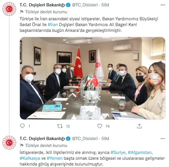 Dışişleri Bakanlığı: Türkiye ile İran arasındaki siyasi istişareler tamamlandı - 2