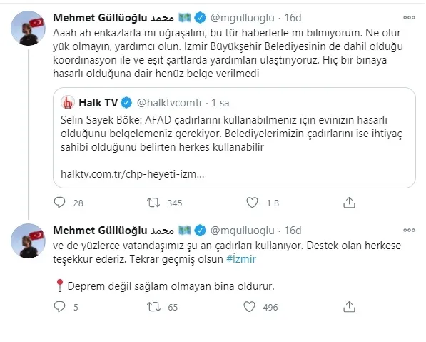 CHP’nin İzmir depremi ile ilgili algı operasyonuna İçişleri Bakanlığı’ndan yalanlama