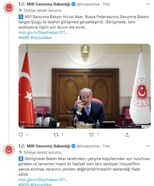 Son dakika: Türkiye'den tahıl sevkiyatı için kritik hamle! Milli Savunma Bakanı Akar Ukrayna savunma ve altyapı bakanları ile görüştü - 4