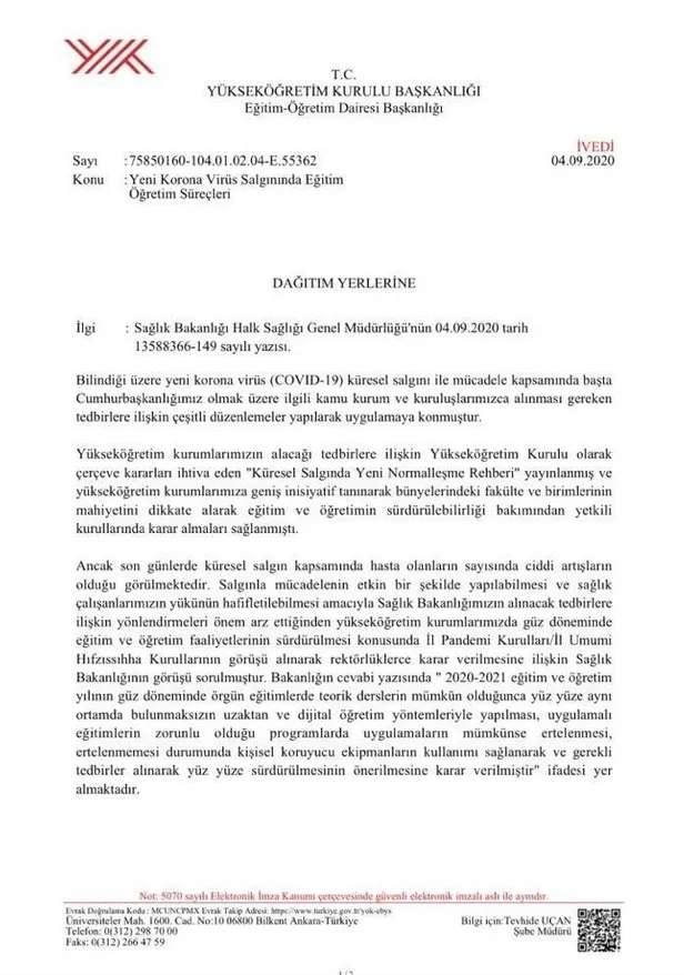 YÖK son dakika kararı! Yüz yüze eğitim verecek üniversiteler hangileri? Hangi üniversiteler uzaktan, online eğitim verecek? Hibrit... - 1