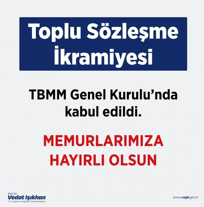 Milyonlarca memuru ilgilendiriyor! Bakan Işıkhan duyurdu: Toplu sözleşme ikramiyesi TBMM’den geçti