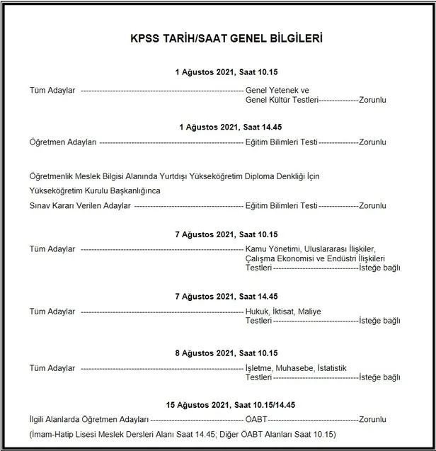 KPSS sınavı saat kaçta başlayacak, bitecek? 2021 KPSS sınav süresi ne kadar? 1. ve 2. oturum kaç dakika sürecek? - 1