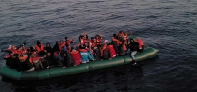 İzmir’de Yunan güçler tarafından Türk kara sularına itilen 78 kaçak göçmen kurtarıldı