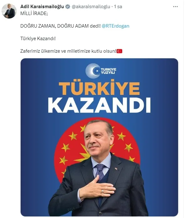 Zafer Başkan Erdoğan ve Türkiye’nin! Bakanlardan seçim değerlendirmesi