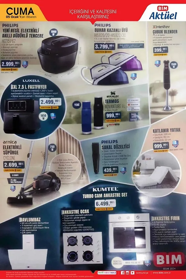 5 Ocak BİM aktüel ürünler kataloğu yayınladı: Akıllı TV, cep telefonu, kazanlı ütü, airfryer, stanly termos, blender uygun fiyattan satışta - 2