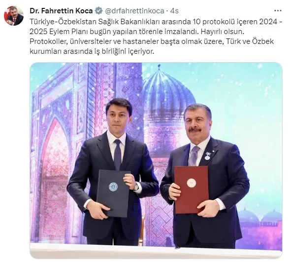 1692199266719.jpg Sağlık Bakanı Fahrettin Koca duyurdu! Türkiye ile Özbekistan arasında 10 maddelik kritik anlaşma - 6