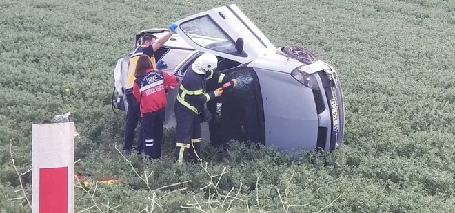 Takla atan otomobil hurdaya döndü: 1 yaralı