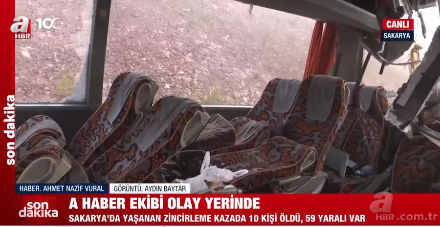 Kuzey Marmara Otoyolu'nda katliam gibi kaza! 7 araç birbirine girdi | A Haber olay yerinde! İşte otobüsün son hali 23