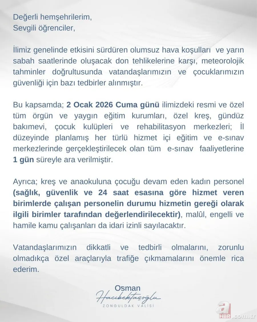 İstanbul dahil tüm liste güncellendi! 2 Ocak’ta hangi illerde okullar kapalı olacak? 14