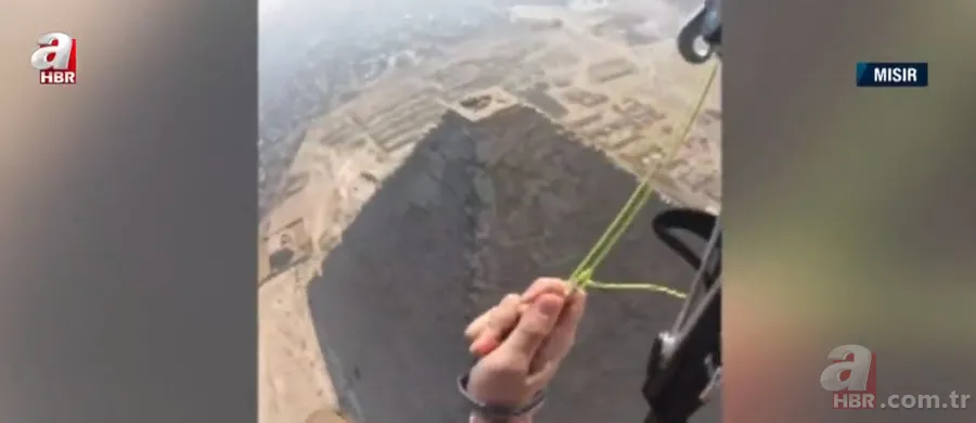 Mısır piramitlerinin üzerinde nefes kesen uçuş! Ölümden döndüğü an yürekleri ağza getirdi 2