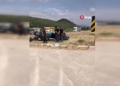 Ters dönen otomobilden sağ kurtuldu