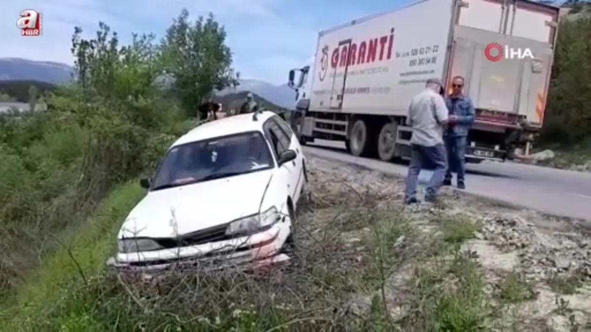 Kamyona çarpmamak için manevra yaptı