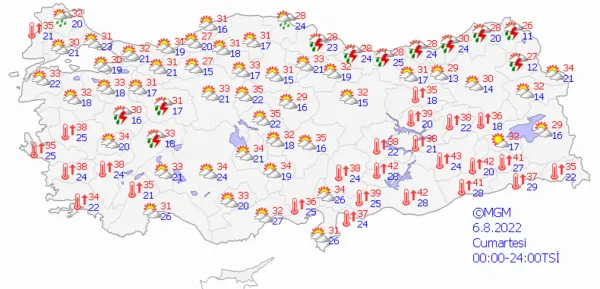 1659624092332.png Bazı iller ıslanacak bazıları yanacak! Sıcaklıklar yükseliyor ama sağanak yağış geliyor! Meteoroloji'den çok sayıda ile son dakika uyarısı... Hava durumu - 7