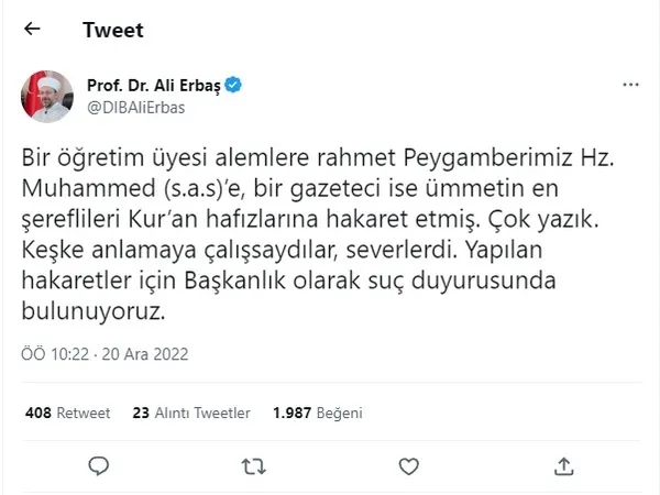 Diyanet'ten İslam'a ve Peygamberimize hakarete suç duyurusu - 2