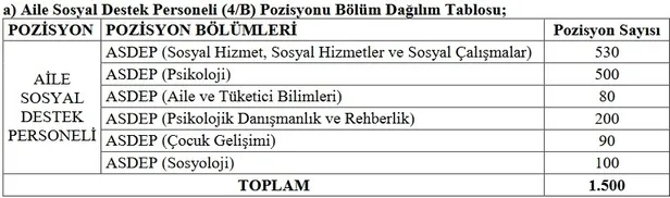 ASHB 4175 personel alımı kadro dağılımı: Aile ve Sosyal Hizmetler Bakanlığı personel alımı başvuru tarihi ve şartlar - 5