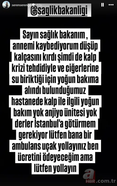 Sağlık Bakanlığı'ndan yardım istedi! Seren Serengil'in annesi yoğun bakımda 6