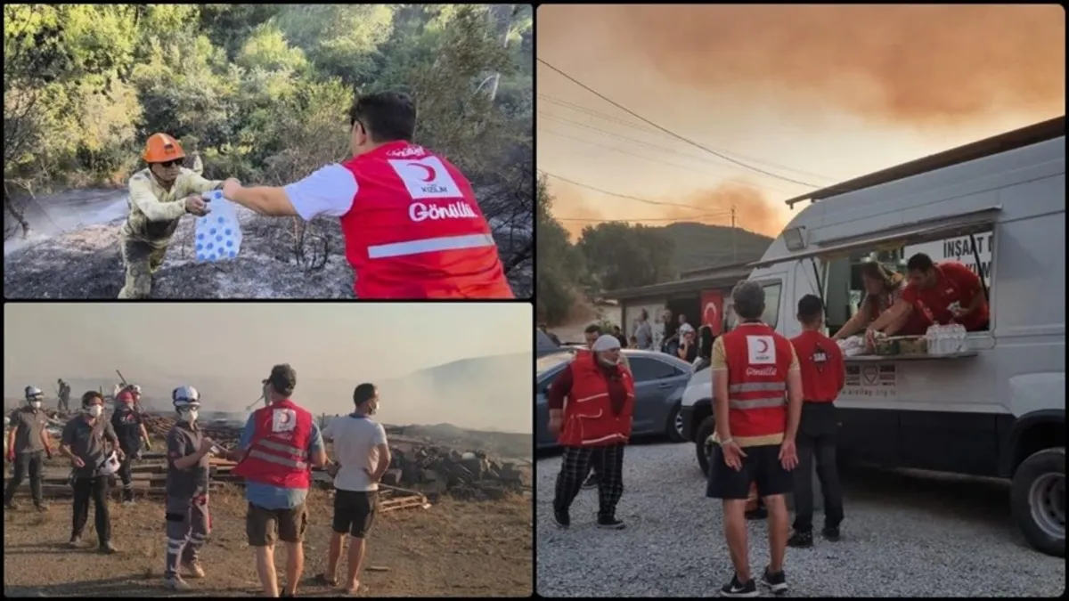 Türk Kızılay'dan yangınlarla mücadele eden ekiplere kumanya desteği