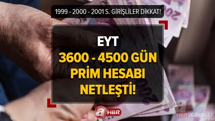 1999 - 2000 - 2001 s. girişliler dikkat! EYT 3600 - 4500 gün prim hesabı NETLEŞTİ! 1800 günlük prim eşitlenecek! Staj ve çıraklık sigorta başlangıç...