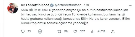 Sağlık Bakanı Fahrettin Koca'dan SMA ilacı açıklaması: İkinci ve üçüncü ilaç için yarın toplanıyoruz... - 1
