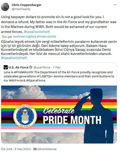 ABD Hava Kuvvetleri’nden LGBT terörüne selam: Askerlerini sapkınlığa alet ettiler! Sosyal medyada büyük tepki...