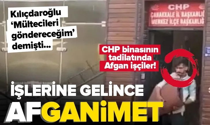 ’’Mültecileri göndereceğiz’’ diyorlar ama... CHP ilçe başkanlığı binasının tadilatında Afgan işçiler çalıştırılıyor