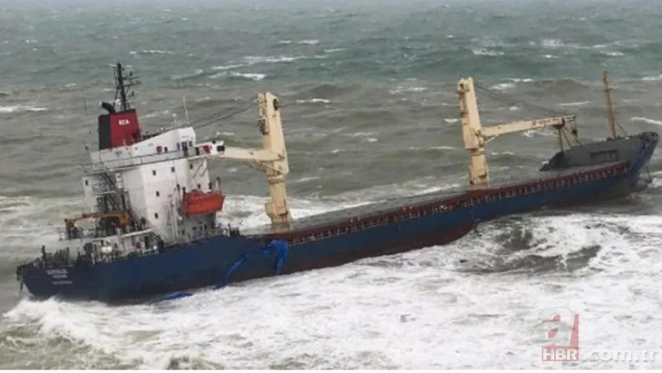 Şile’de şiddetli fırtına nedeniyle bir kuru yük gemisi karaya oturdu