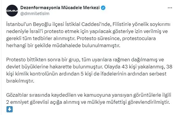 Bakan Yerlikaya’dan İstanbul’daki İsrail protestosuyla ilgili açıklama! 2 emniyet görevlisi açığa alındı