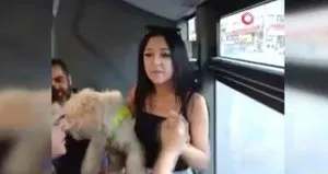 Otobüse köpeği ile bindi olay çıkardı