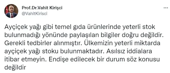 Son dakika: Tarım ve Orman Bakanı Vahit Kirişci'den ayçiçek yağı açıklaması! - 3