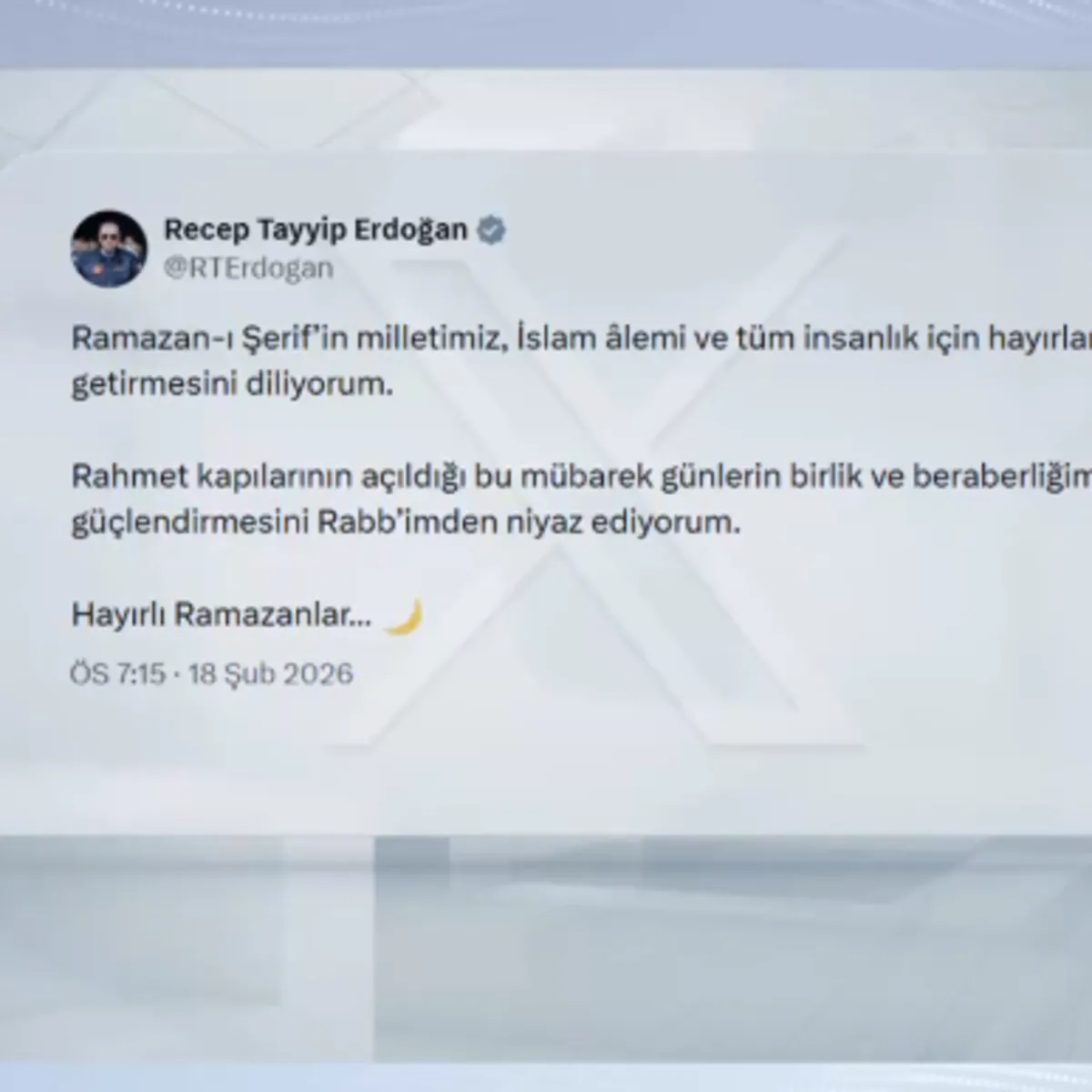 Başkan Erdoğan'dan ramazan mesajı