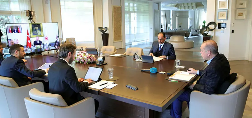 Son dakika: Başkan Erdoğan video konferans üzerinden kabine üyeleriyle görüştü