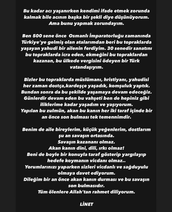 İsrailli şarkıcı Linet Gazze’deki katliama sessiz kaldı! ‘Hamas’ paylaşımına tepki yağdı! Bu vicdansızlığı unutmayacağız