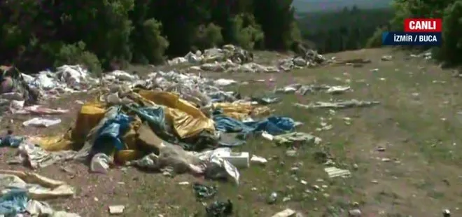Son dakika: İzmir Buca’da ormanlık alan çöp yığınına döndü