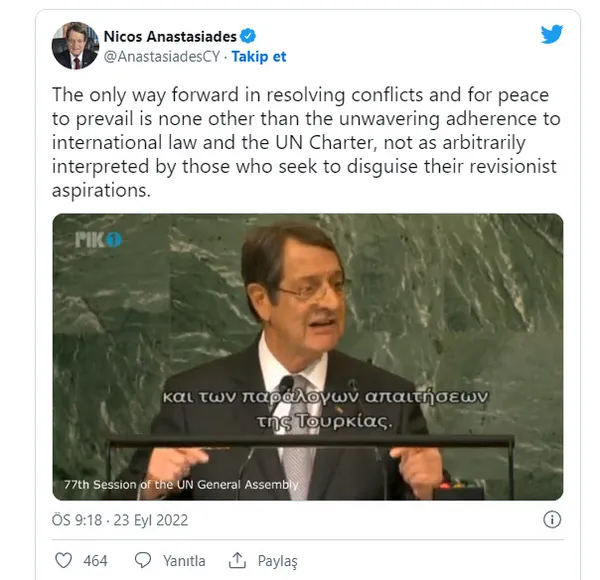 GKRY lideri Anastasiadis’ten Başkan Erdoğan’ın ’KKTC’ çağrısına küstah cevap: Türkiye’yi işgalci olmakla suçladı