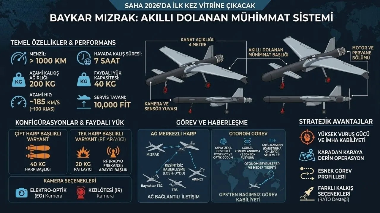 TB2 ve AKINCI ile tam uyum! Baykar’dan havada 7 saat kalabilen mühimmat: MIZRAK