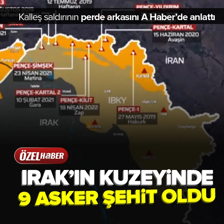 Irakın kuzeyinde 9 asker şehit oldu